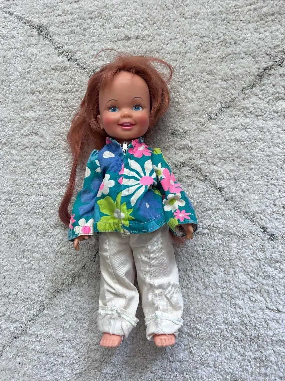 Vintage 1970s Ideal Cinnamon Doll with Growing Hair and Original Floral Outfit